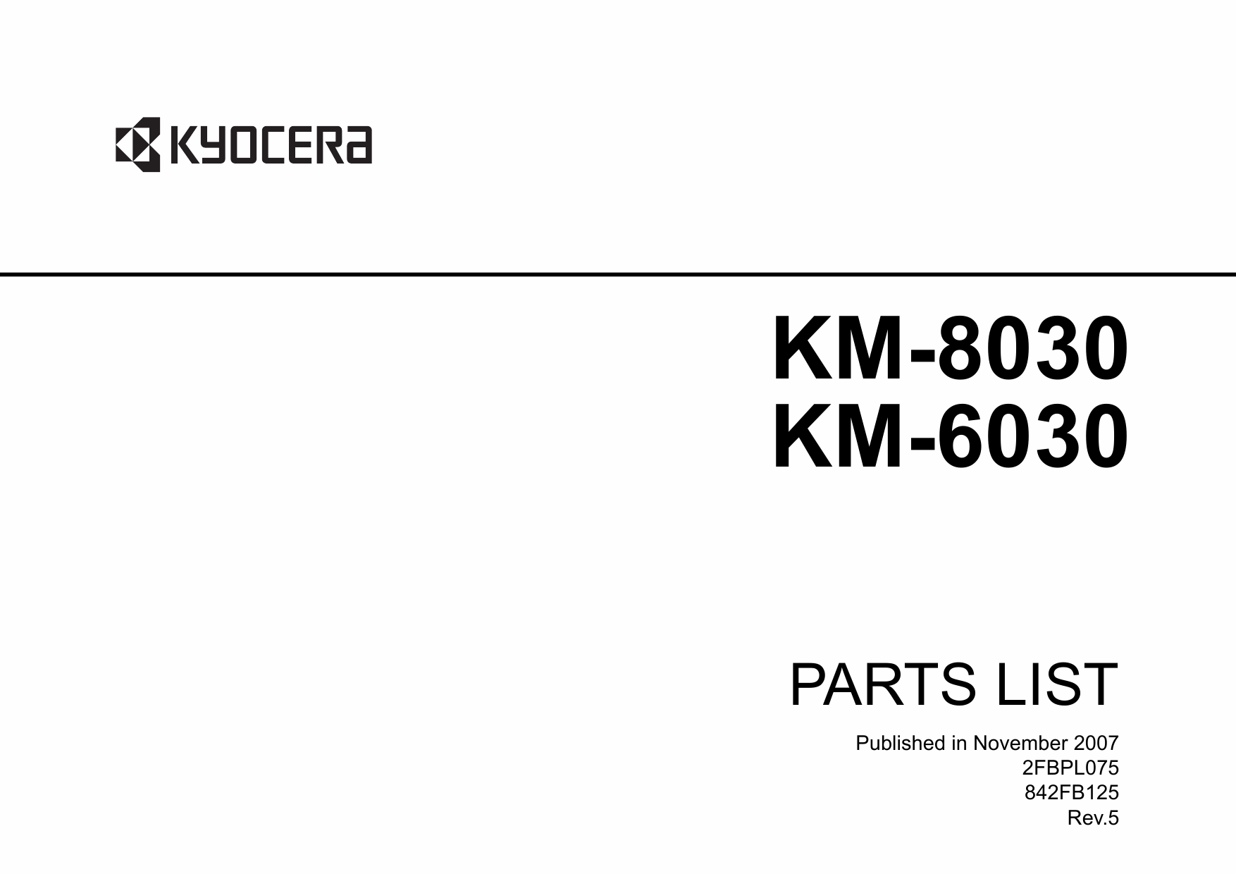 KYOCERA Copier KM-6030 8030 Parts Manual-1